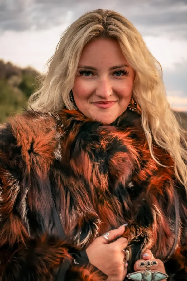 Crystal Fringe Fox Jacket